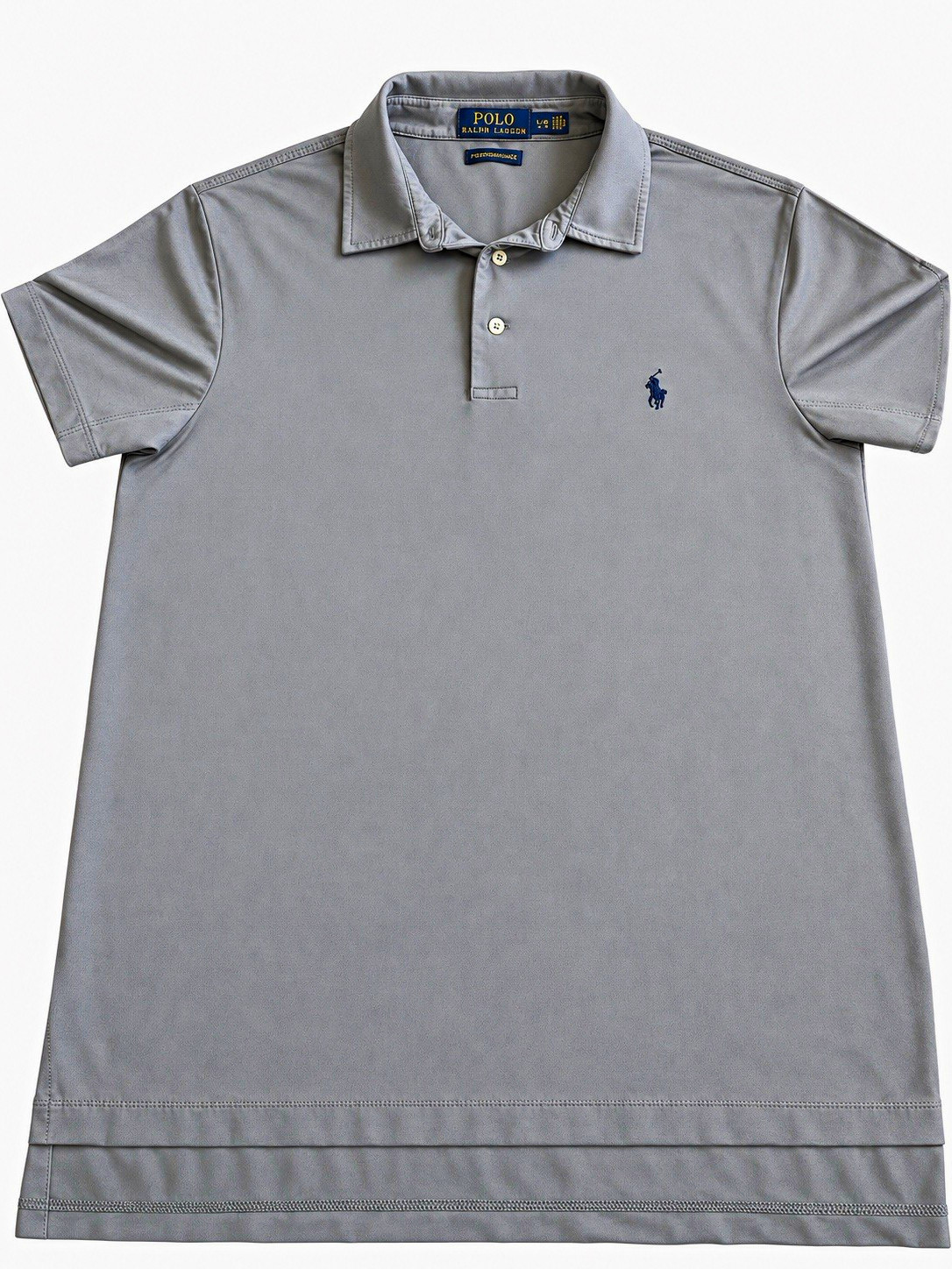 Polo Ralph Lauren Performance Polo Men\'s L Gray Solid Short Sleeve Poly Blend