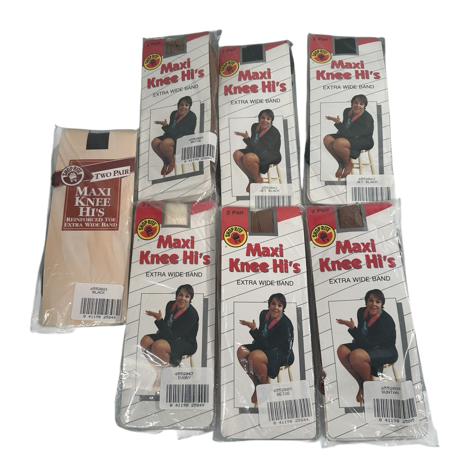 Vintage 1989 Shoprite Maxi Knee Hi\'s Lot of 7 Extra Wide Band Fits 8.5 - 11
