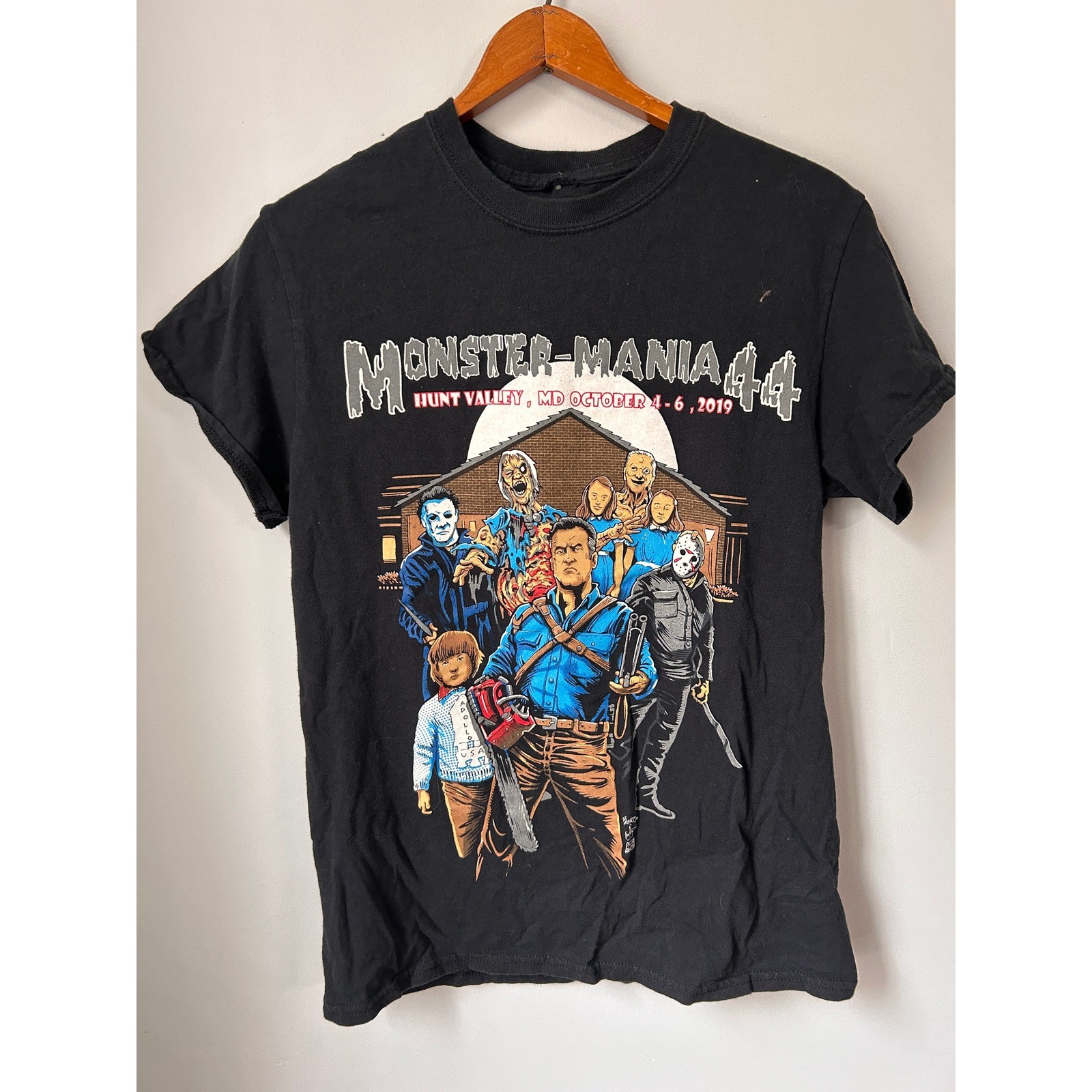 Monster-Mania Con 44 Horror T-Shirt Bruce Campbell Scream Shining Black Small
