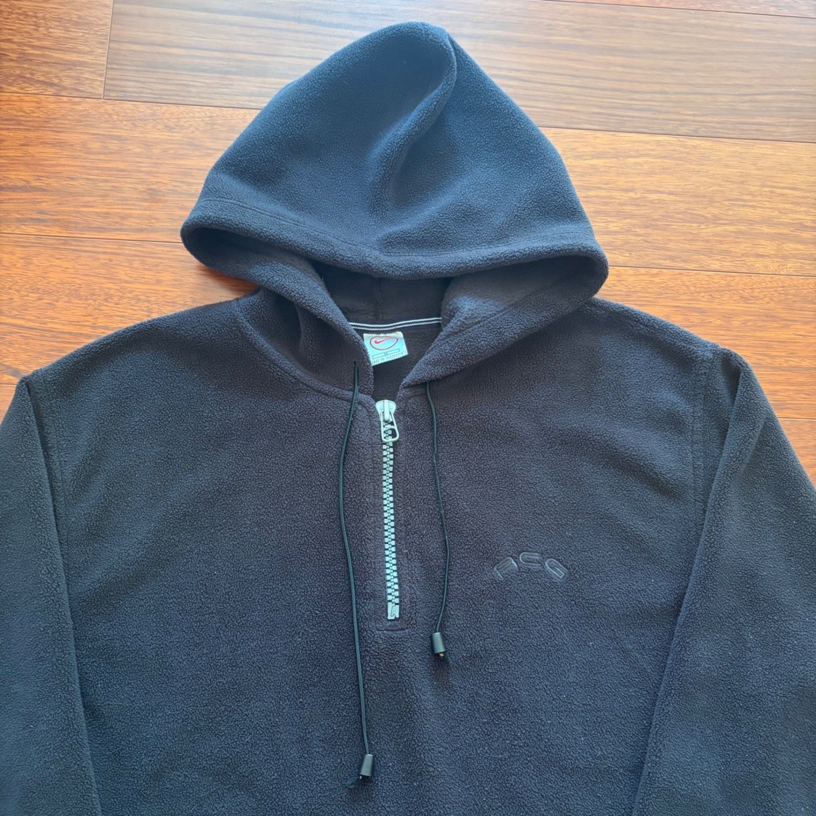 Vintage Nike ACG Black 1/4 Zip Hoodie 100% Cotton Fleece Hoodie Y2K RARE 90s Era