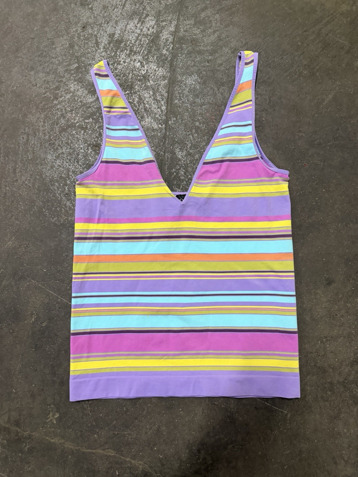 NWT Vintage 2005 Victorias Secret BODY Striped Stretchy Spandex Tank Top 