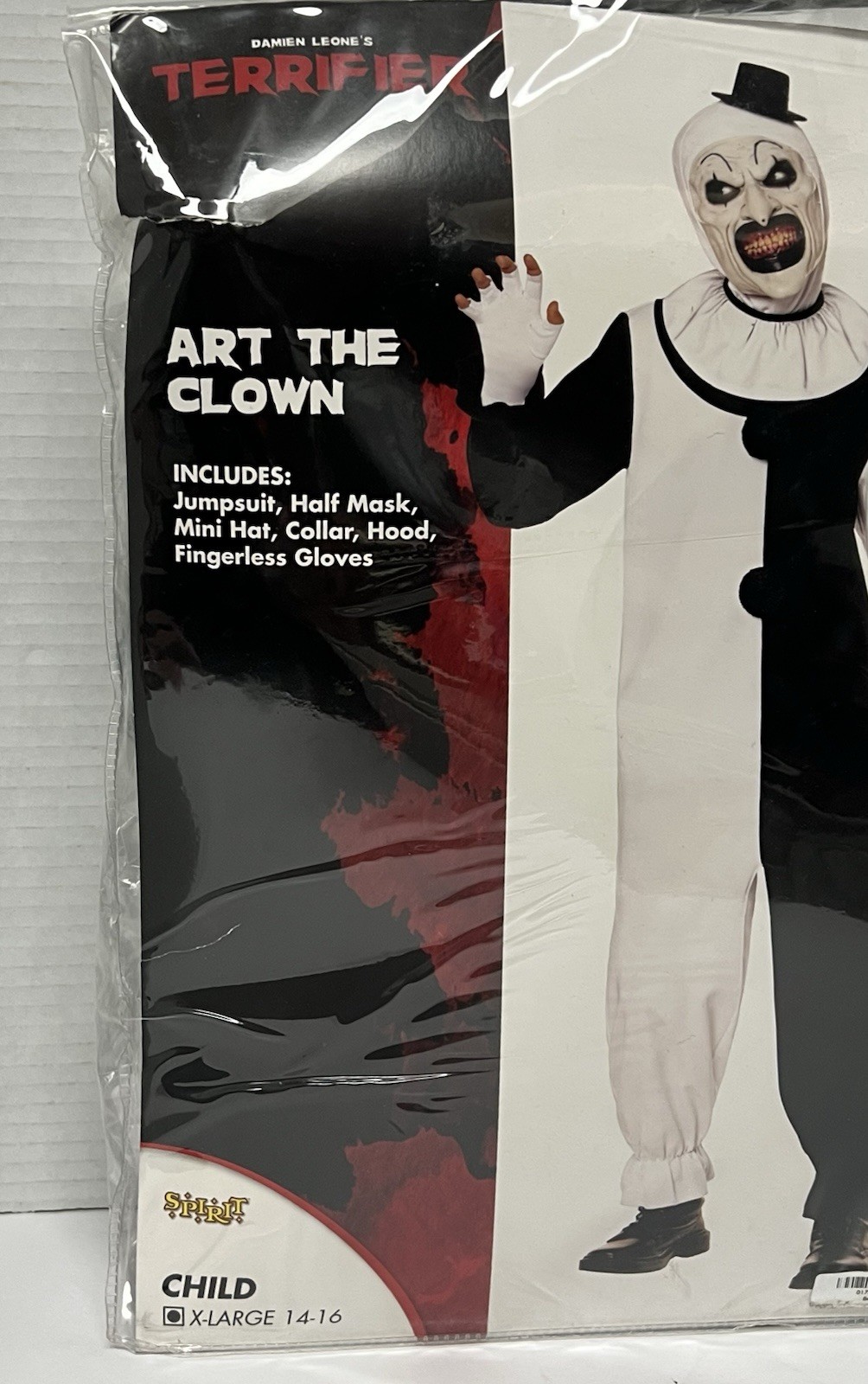 Spirit Halloween Terrifier Art the Clown Kids Costume Child Size XL 14-16 New
