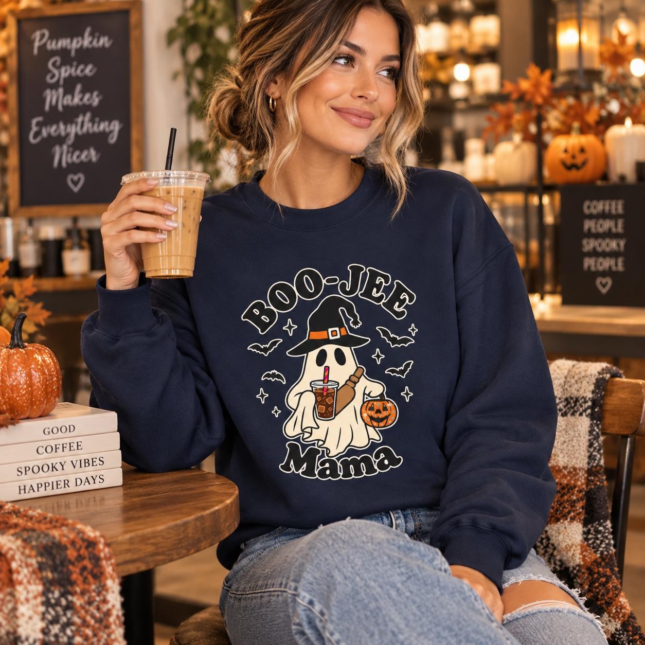 Boo Jee Mama Ghost Halloween Witch Spooky Season Trick Or Treat Sweatshirt