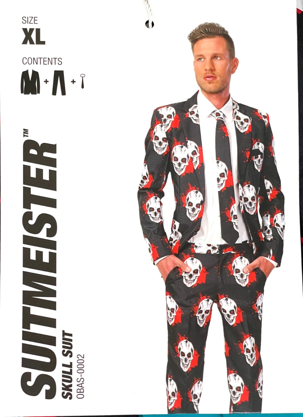 Suitmeister Bloody Skulls Halloween Suit Men\'s, 3pc Set, NEW, Ideal 4 Halloween