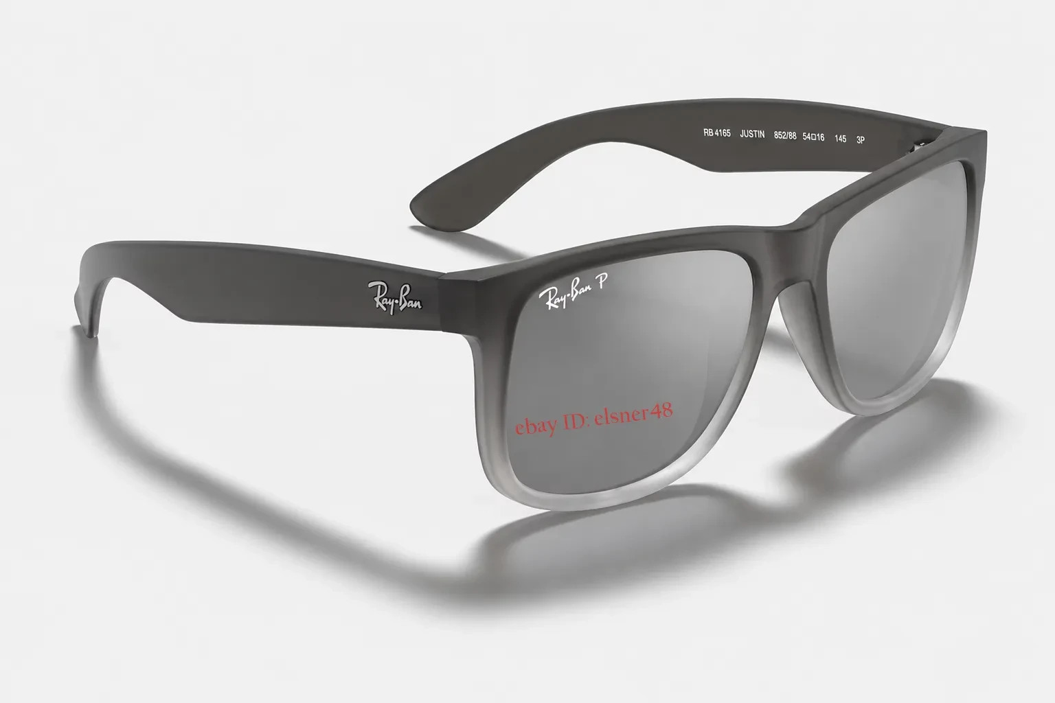 Ray-Ban Justin RB4165 Matte Grey Square Sunglasses Silver Mirror Polarized 54mm