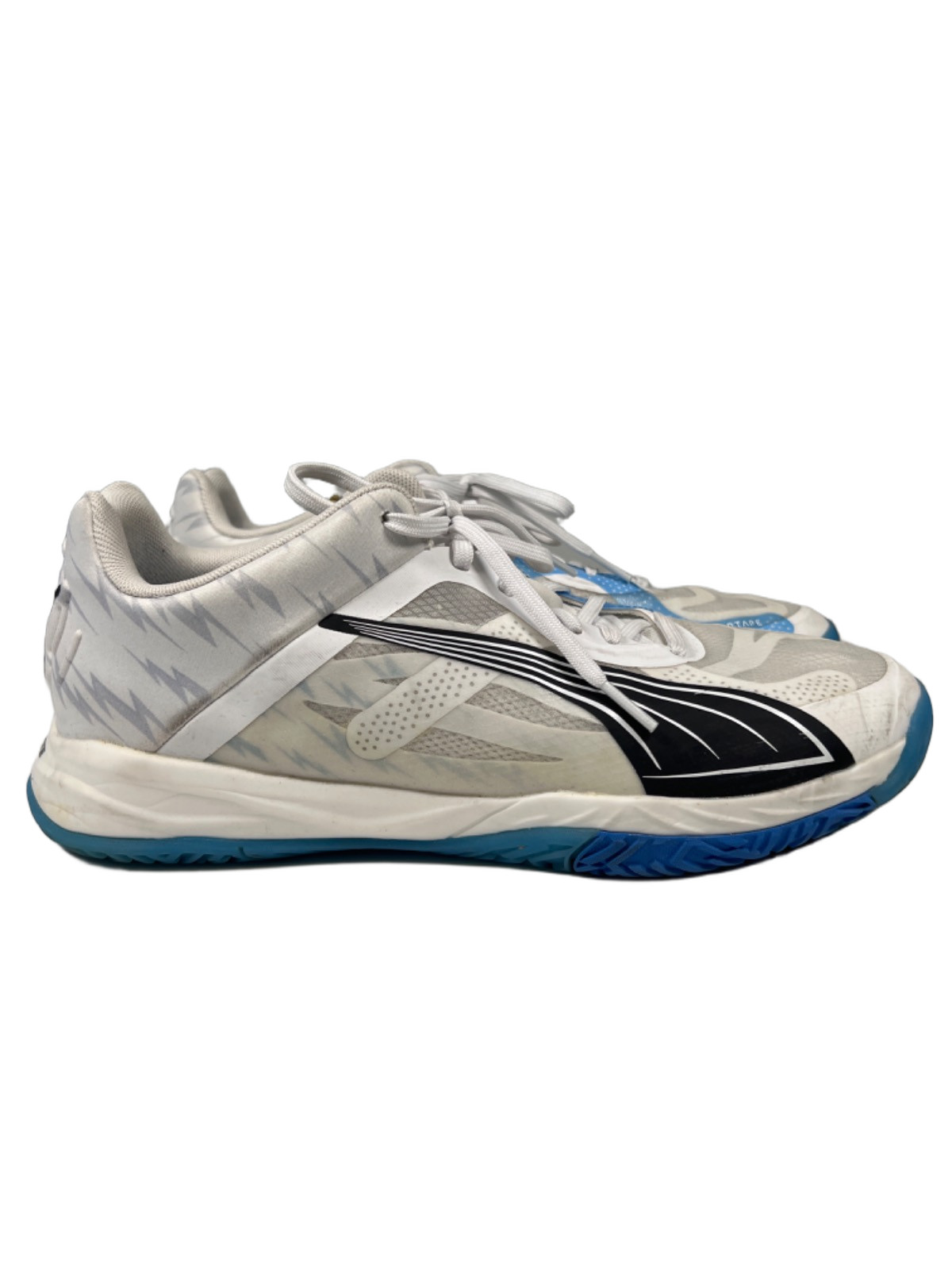 Puma Men\'s White/Blue Accelerate Nitro SQD Lace Up Athletic Court Sneakers - 10