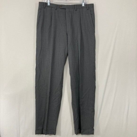 CANALI Dress Pants Mens 36 Gray Wool Pleated Trousers Made in Italy Luxury