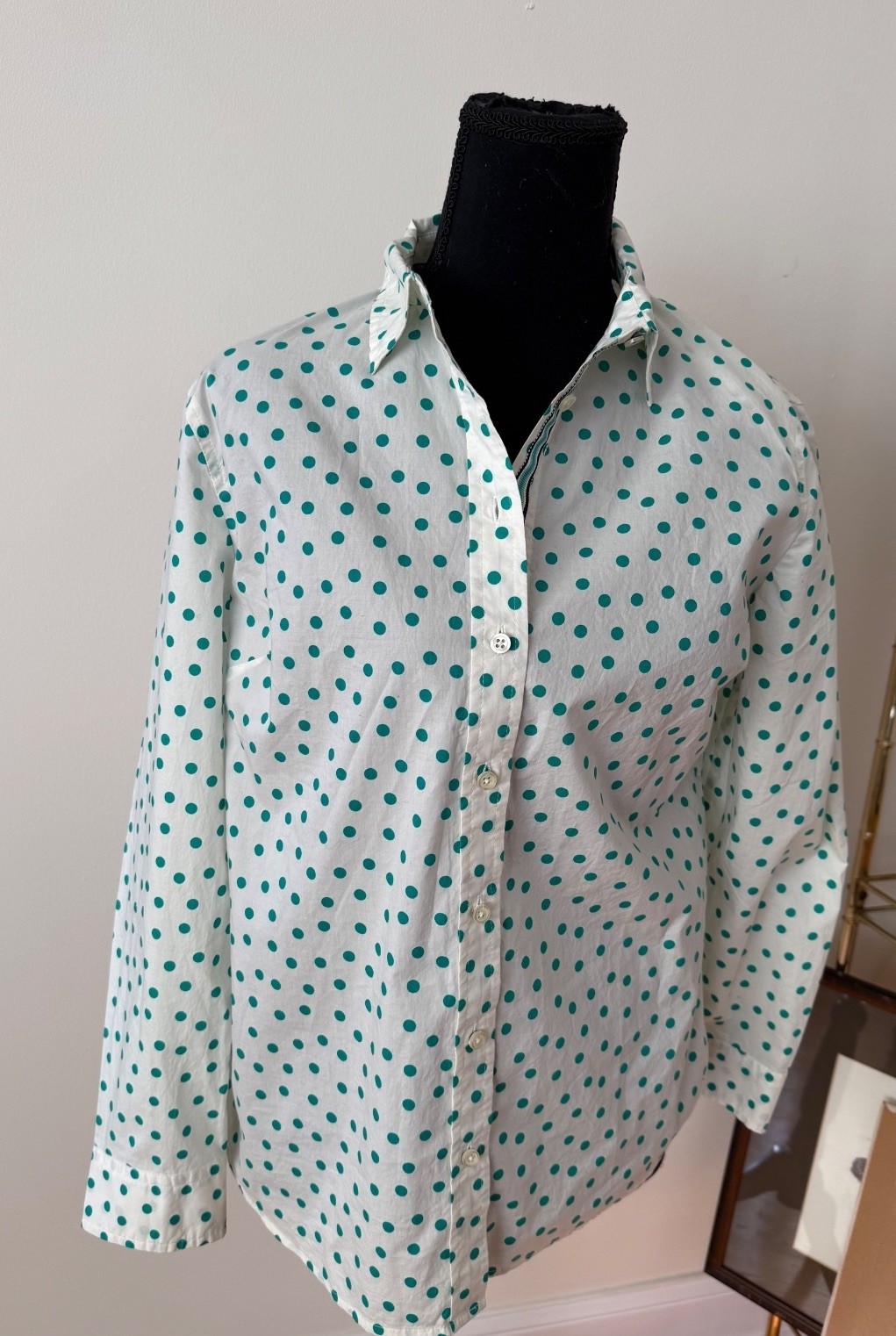 NWT Talbots Petites Women\'s Polka Dot Button-Up Shirt, Size PM