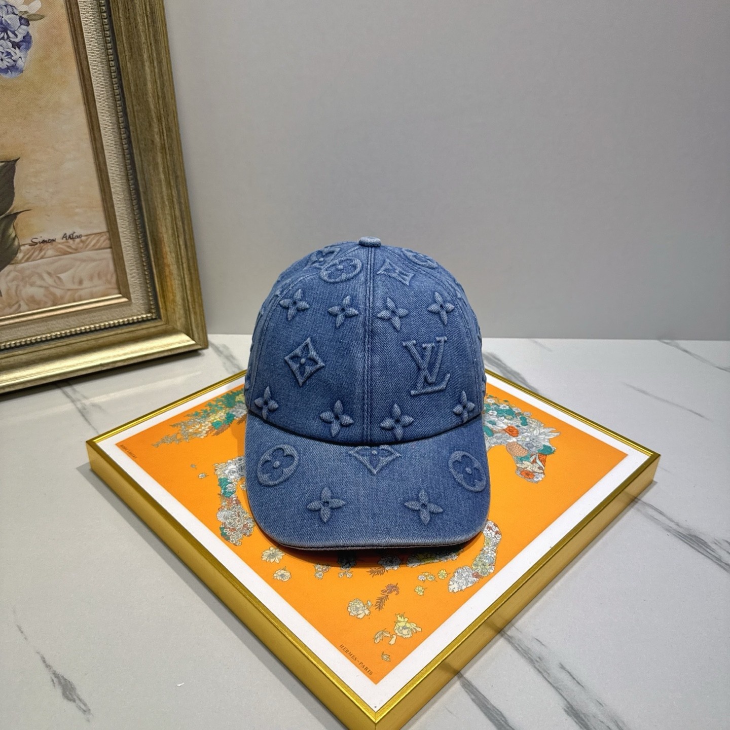 LLouisV - Embossed Monogram Denim Baseball Cap - Blue - NEW