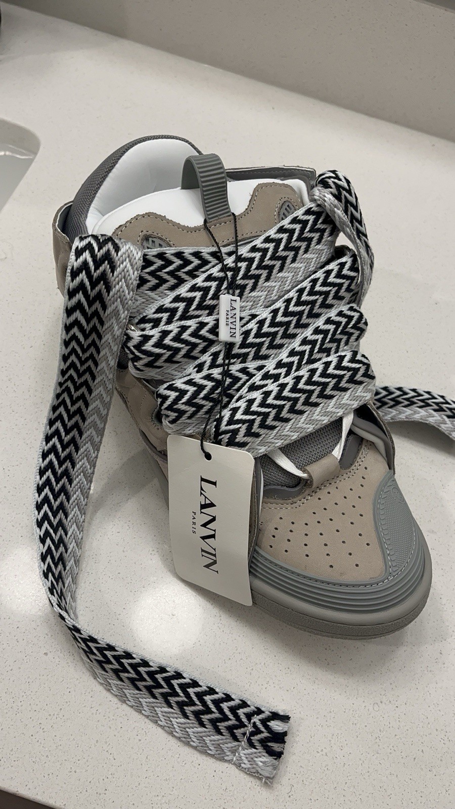 Grey Lanvin Curb Sneakers Size 10 Pre-owned with Box Excellent Condition