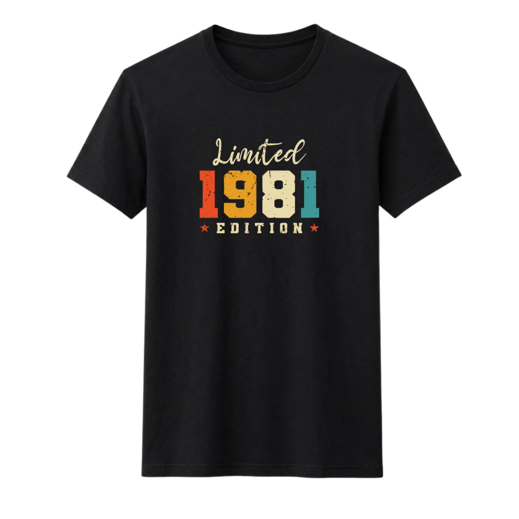 Vintage 1981 Limited Edition T-Shirt Retro 1981 Birthday Graphic Tee Black Top