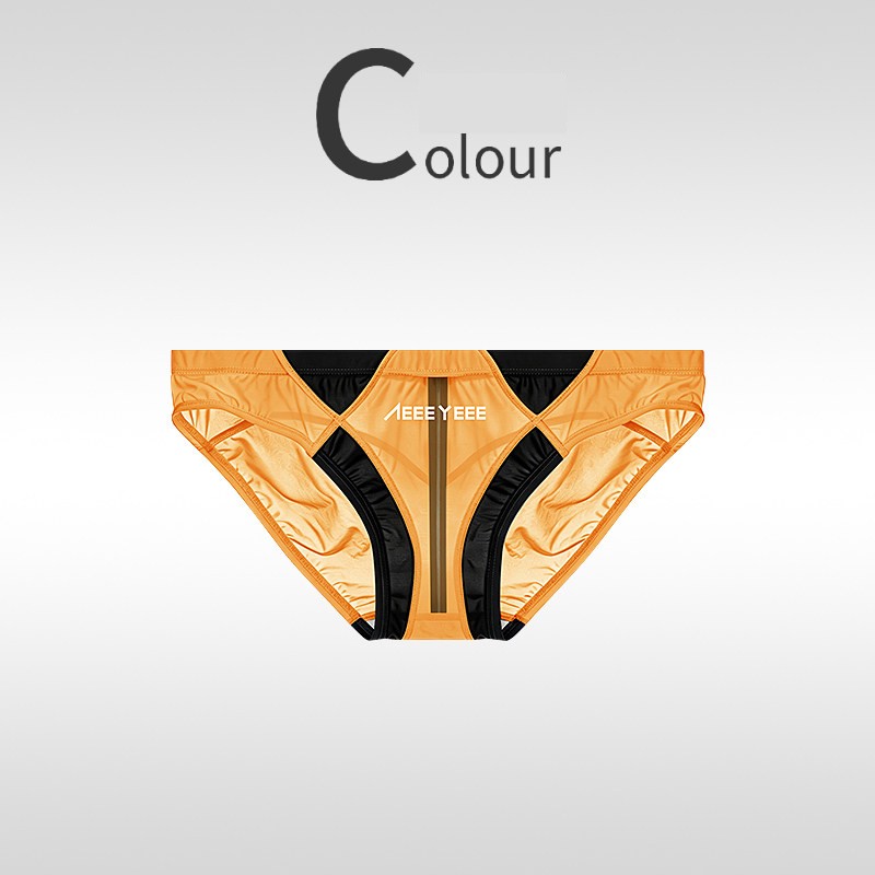 Men's Sexy Ice Silk Transparent Underwear Ultra-thin Patchwork Low-Waist Panties