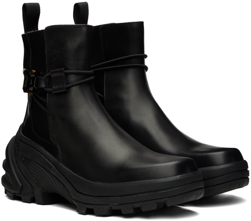 1017 ALYX 9SM Black Buckle Chelsea Leather Boots UK 10 EU 44 New £950 ANYMA 44