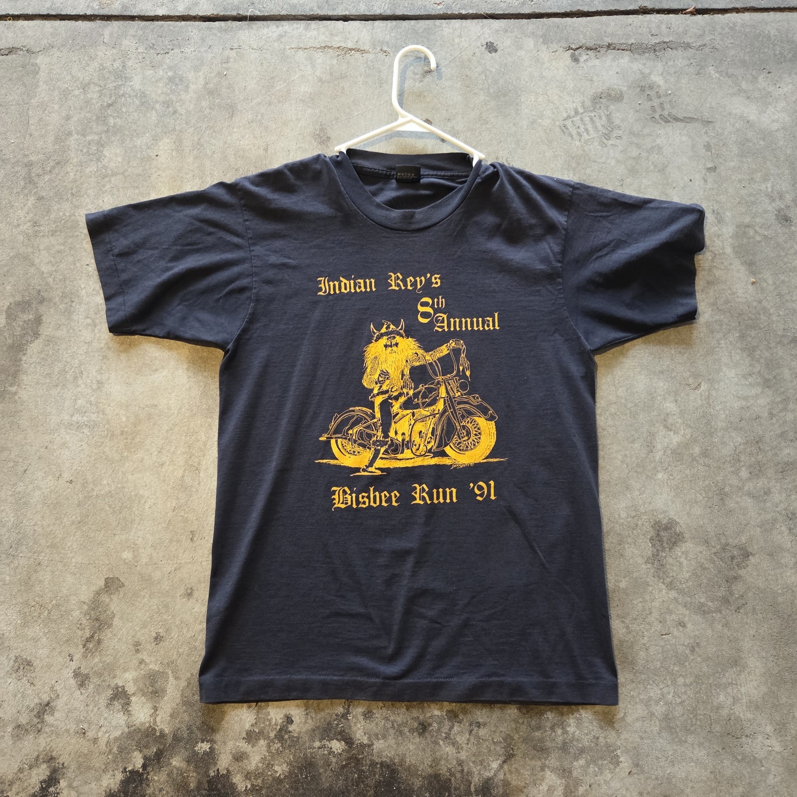 Vtg Single Stitch Screen Stars Shirt Motorcycle Bisbee Run Faded Large