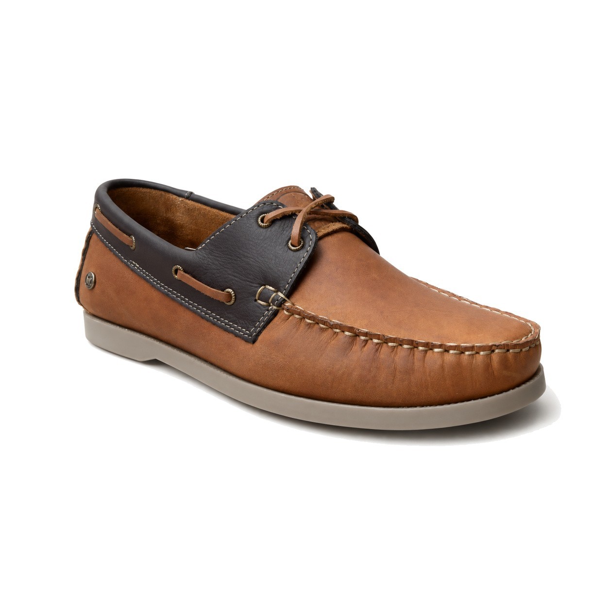Bogota Leather Suba Men\'s Honey Brown Leather Moc Toe Boat Shoes