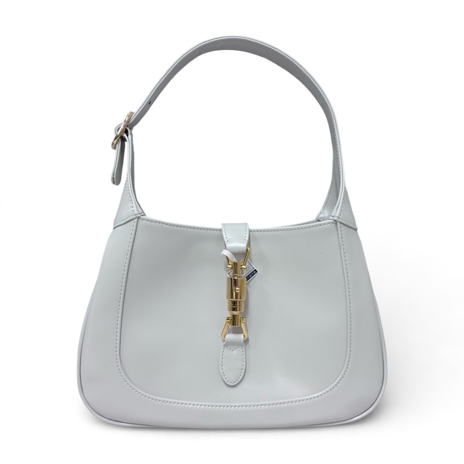 Pre-Owne Gucci Jackie 1961 Small White Smooth Leather Shoulder Bag Gold Hardware
