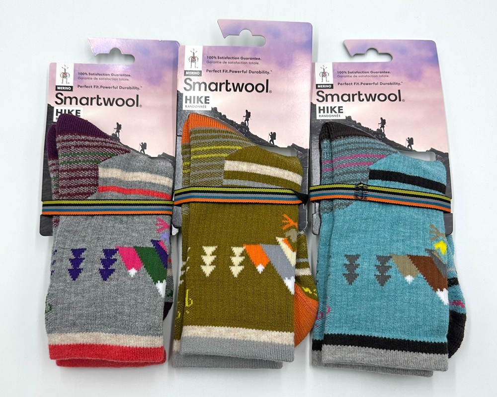 3 Pack Smartwool Women\'s Hike Merino Wool Crew Socks Size Med 3 Colors Mix