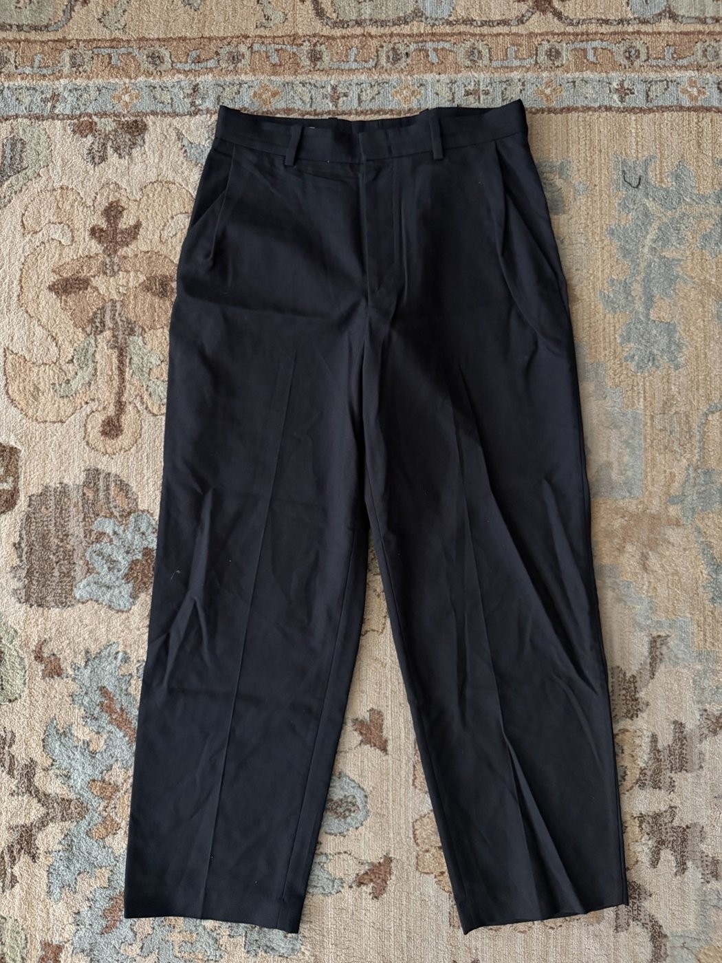COS Relaxed Fit 100% Wool Pleated Trousers Black Mens US 32R