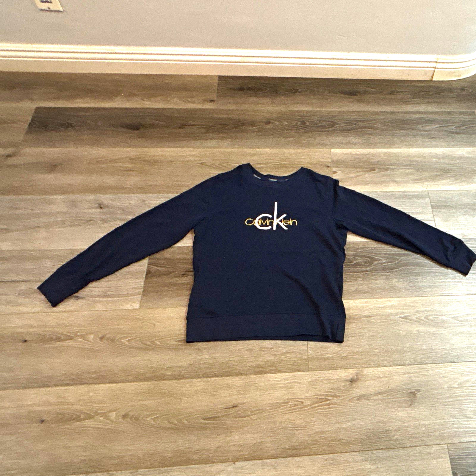 Calvin Klein Sleepwear Black Logo Crew Neck Pullover Sweatshirt Women’s XS