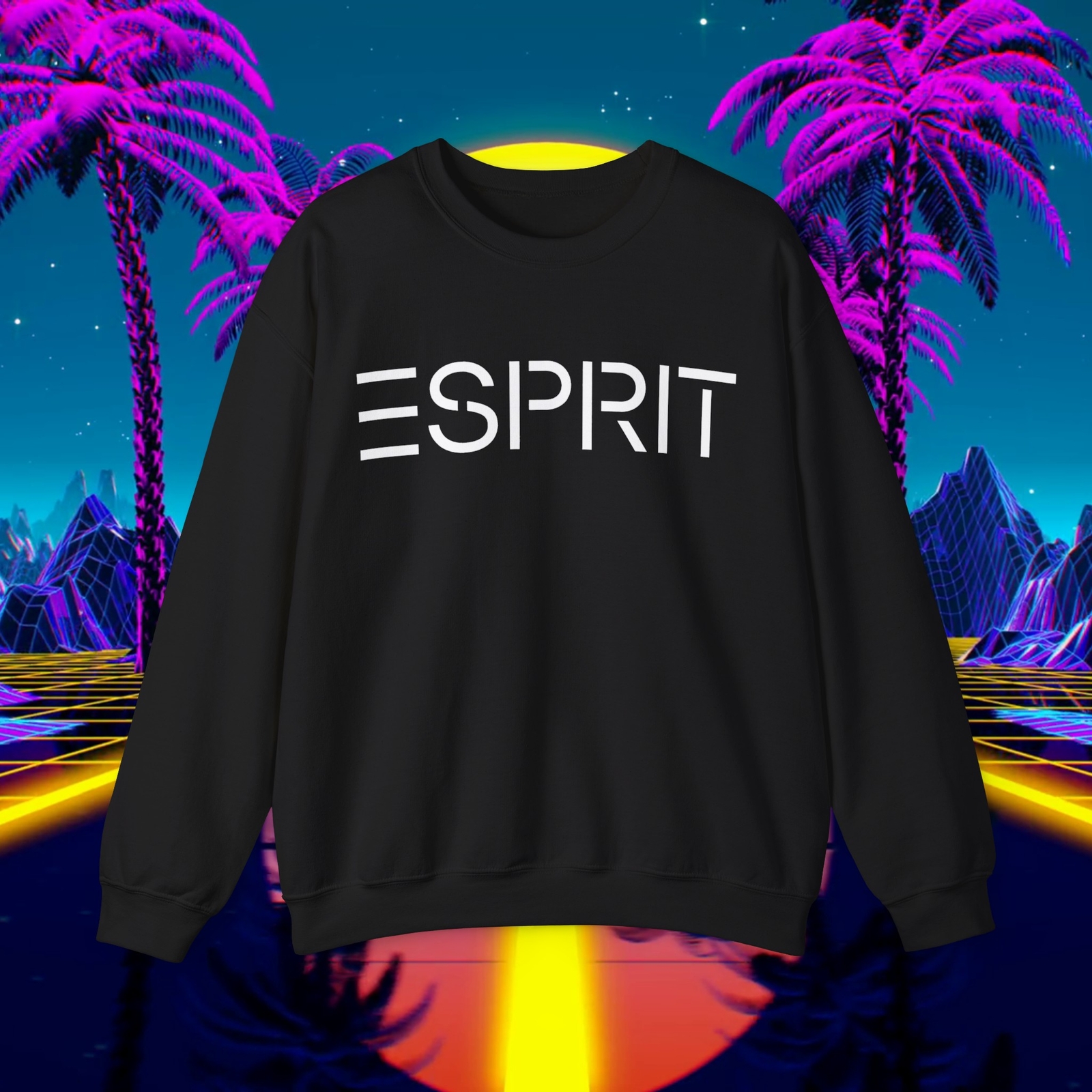 Custom ESPRIT vintage 1980s design sweatshirt Black White Unisex sweater shirt