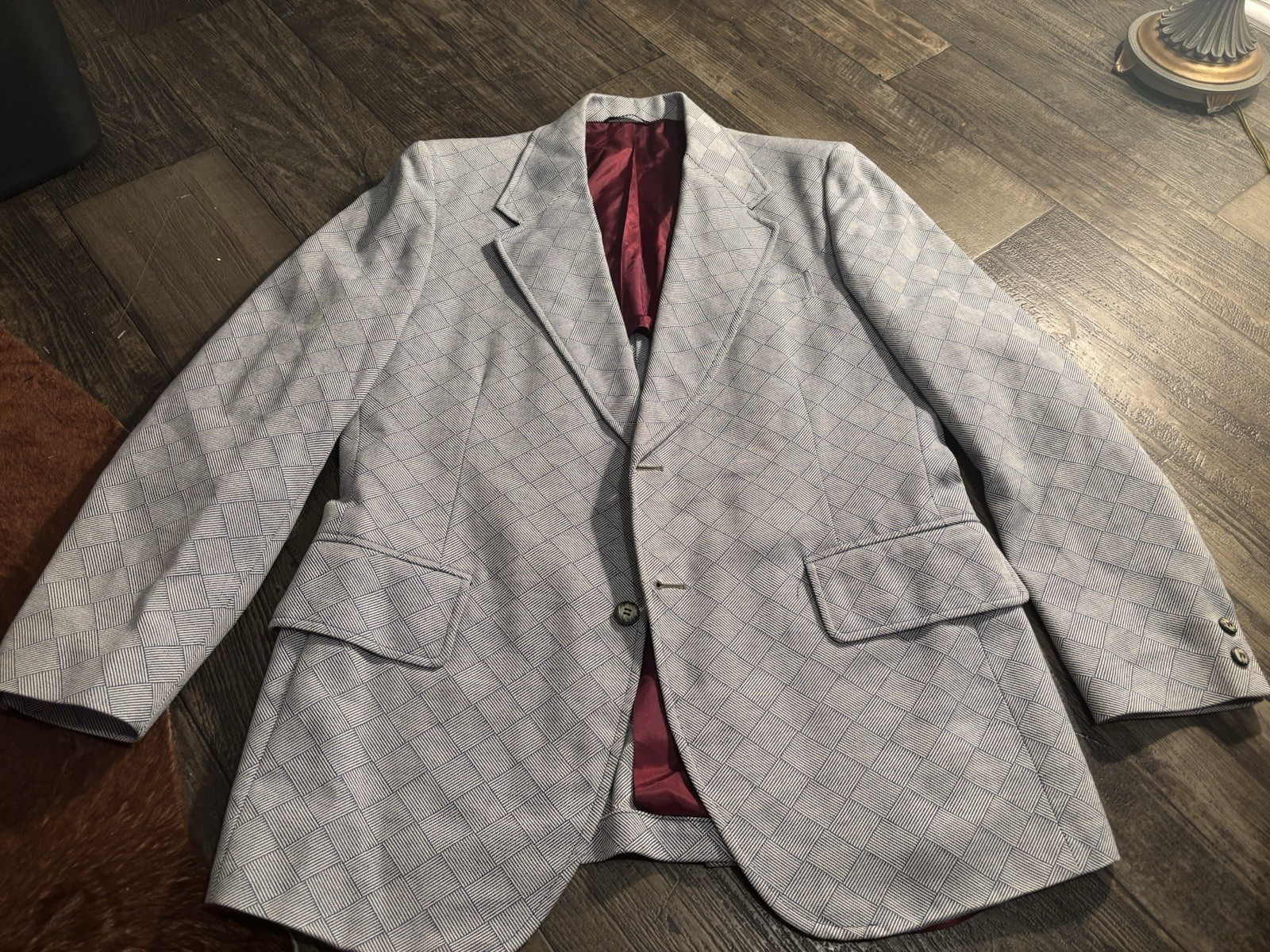 50s/60s MCGREGOR Sportswear Blue White Geometric Weave Blazer Sport Coat 42R