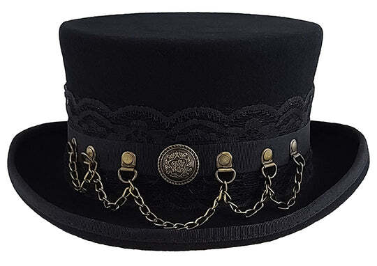 Different Touch Victorian Style Black with Leather Band Steampunk Top Hat Men\'s