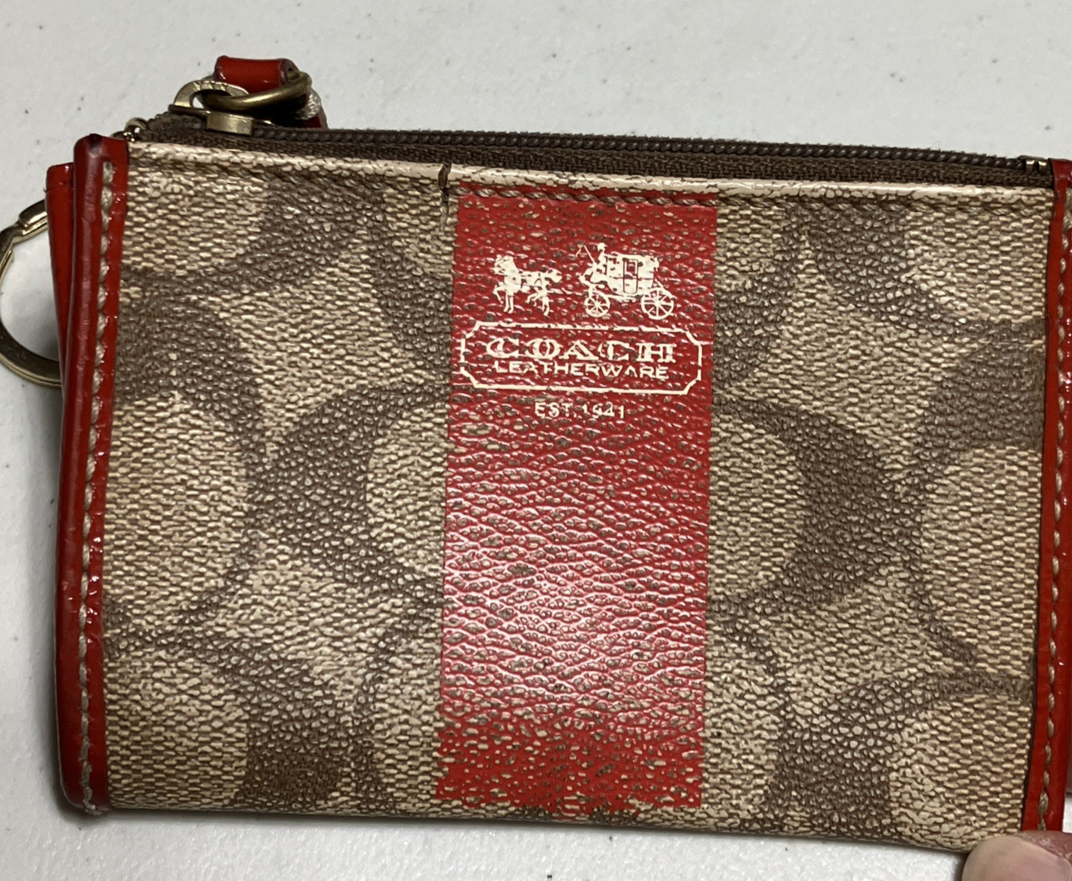 Vintage Rare Coach Mini Skinny  ID Case Zip Change Purse Key Chain