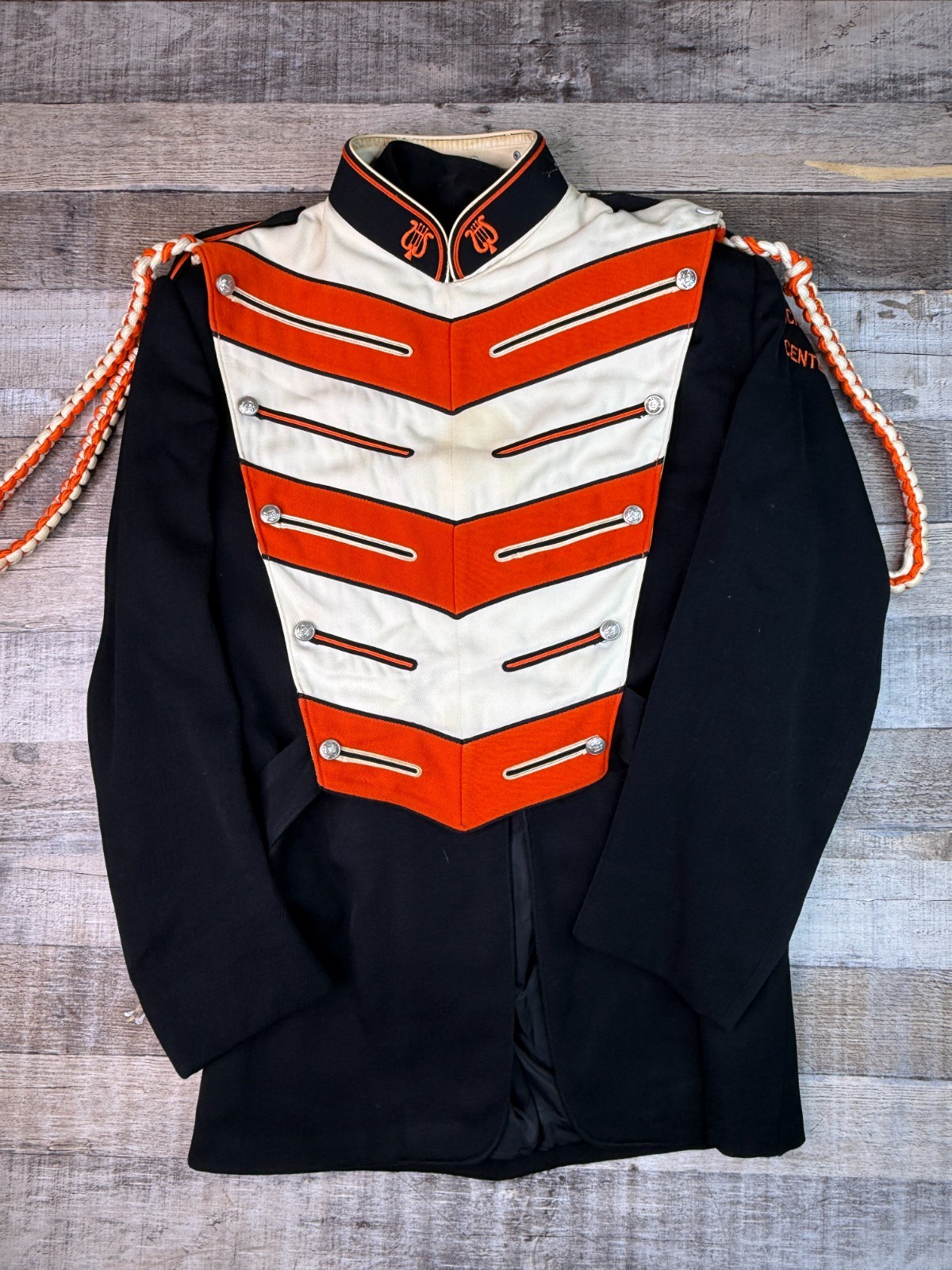 VTG 60s Ostwald Wool Marching Band Jacket Orange White Mens S Richland Center