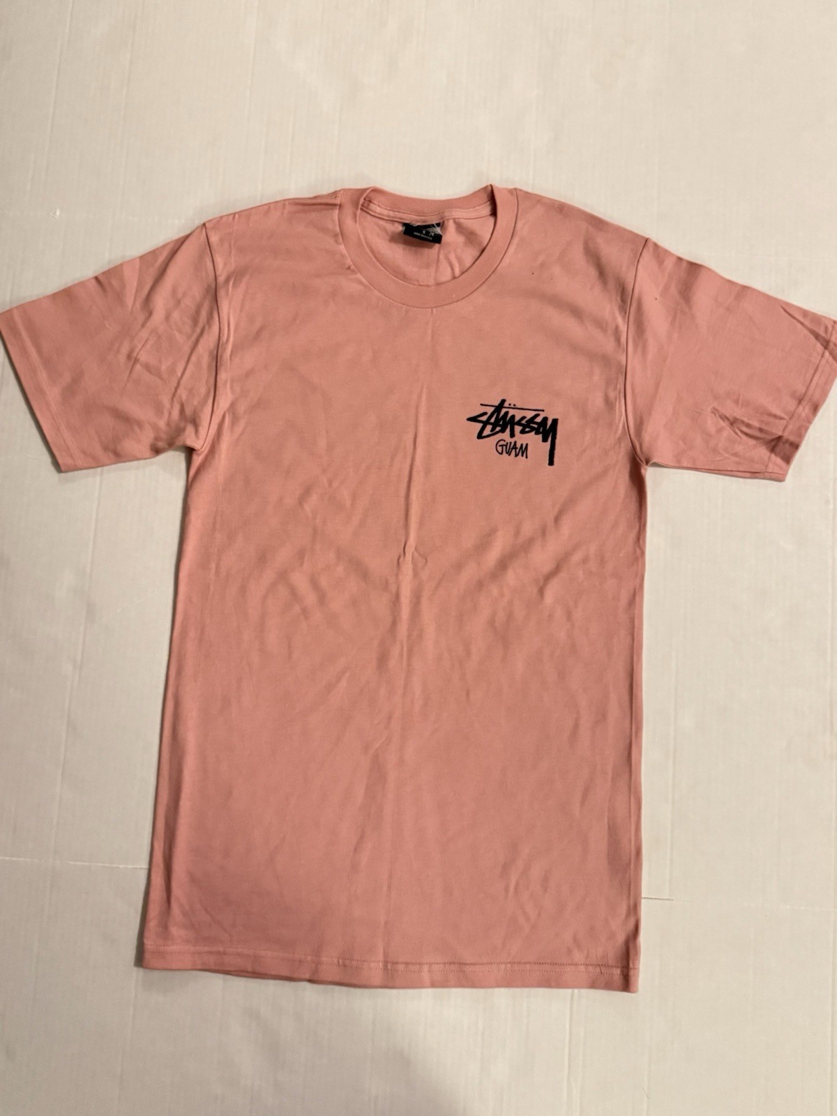 Stussy Guam Peach Short Sleeve Tee Shirt Size Small Graphic New Cut Tag