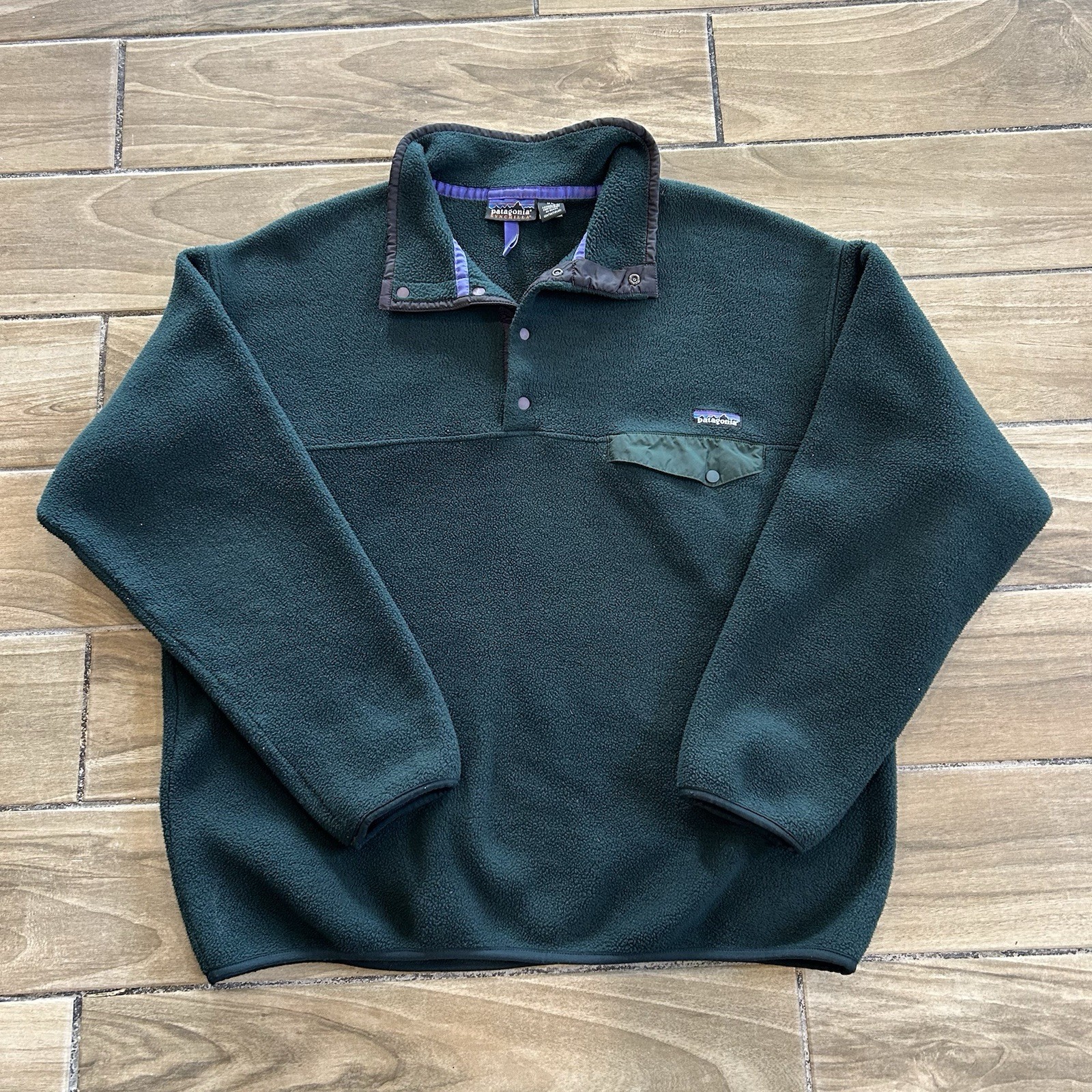 Vintage 90s Patagonia Synchilla Hunter Green Snap T Pullover Fleece Sweater XL