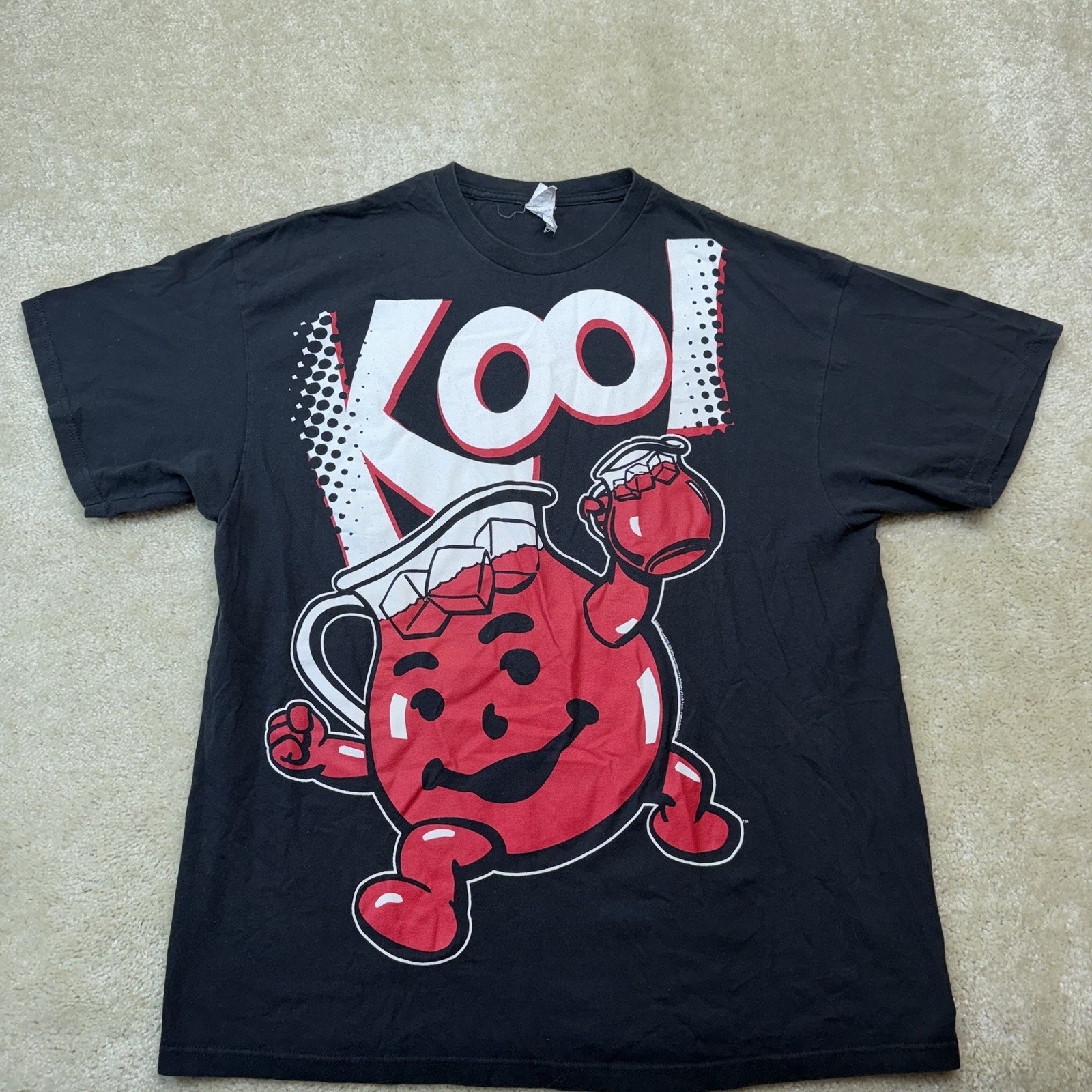 VTG Kool Aid Man Tee Shirt Mens 2XL Black Red Graphic Print 00s 