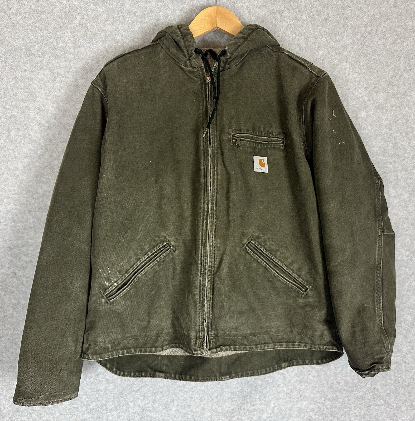Vintage Carhartt Women Sierra Sherpa Lined Jacket WJ141 LOV Womens Large Olive