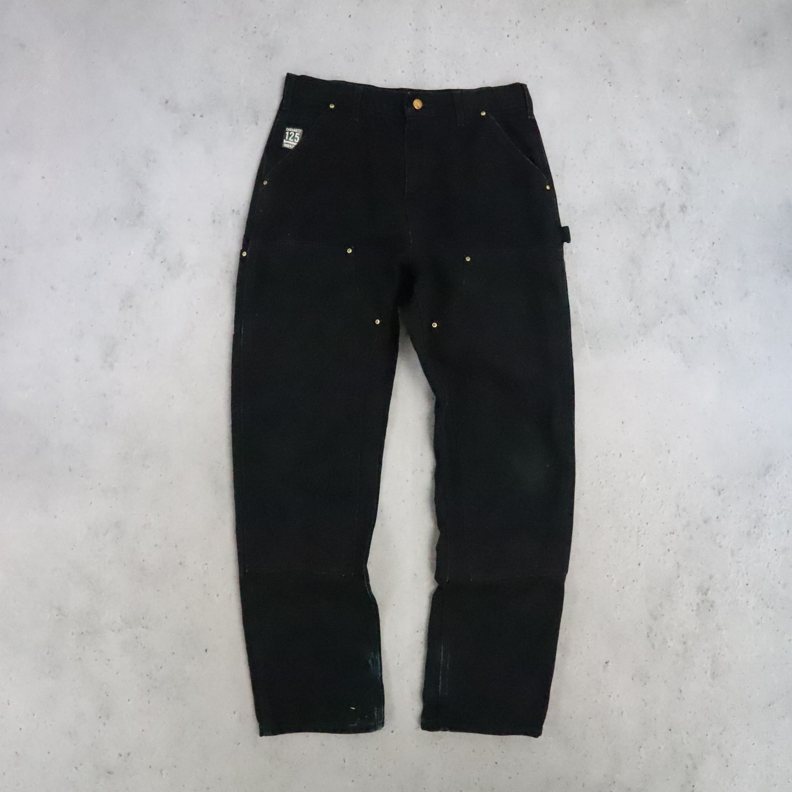 Carhartt Canvas Carpenter Double Knee Work Pants Size 33 X 32 Black