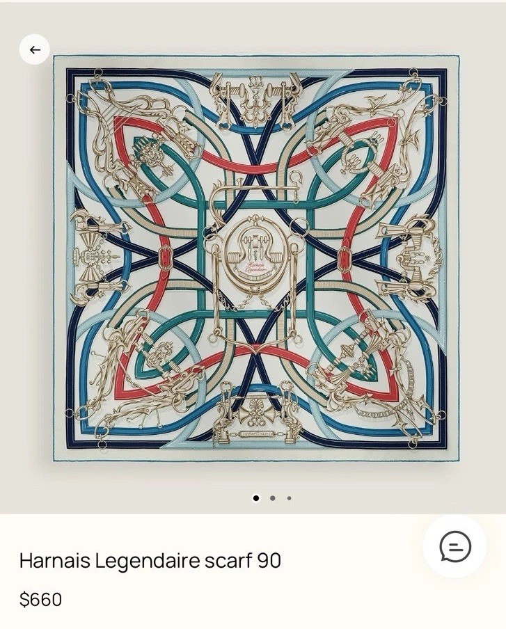 AUTHENTIC  HERMÈS Women’s 100 %Silk Harnais Legendaire scarf 90