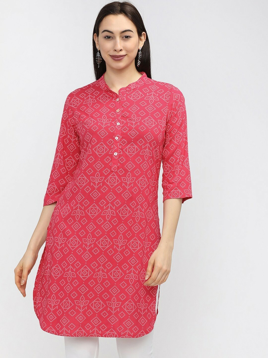 Women\'s Pink & White Bollywood Tunic | Indian Wedding Festive Ethnic Top