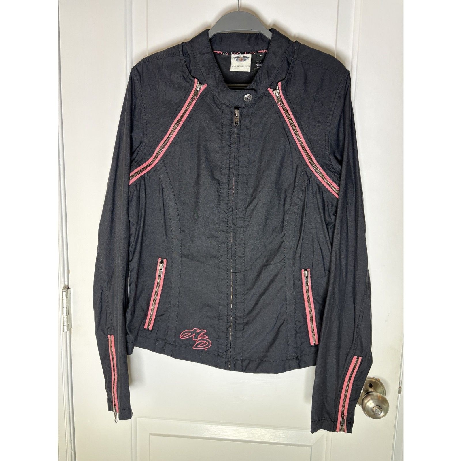 Harley-Davidson Black and Hot Pink Lightweight Jacket Womens Size M