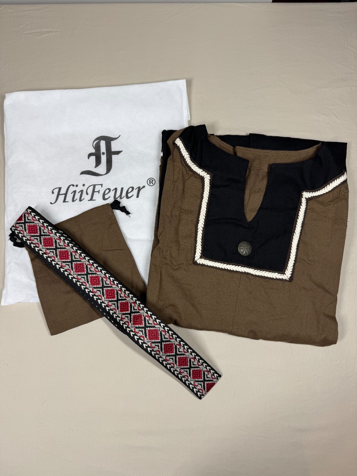 3pc HiiFeuer Men Medieval Renaissance Viking Tunic Shirt Knight Warrior Costume