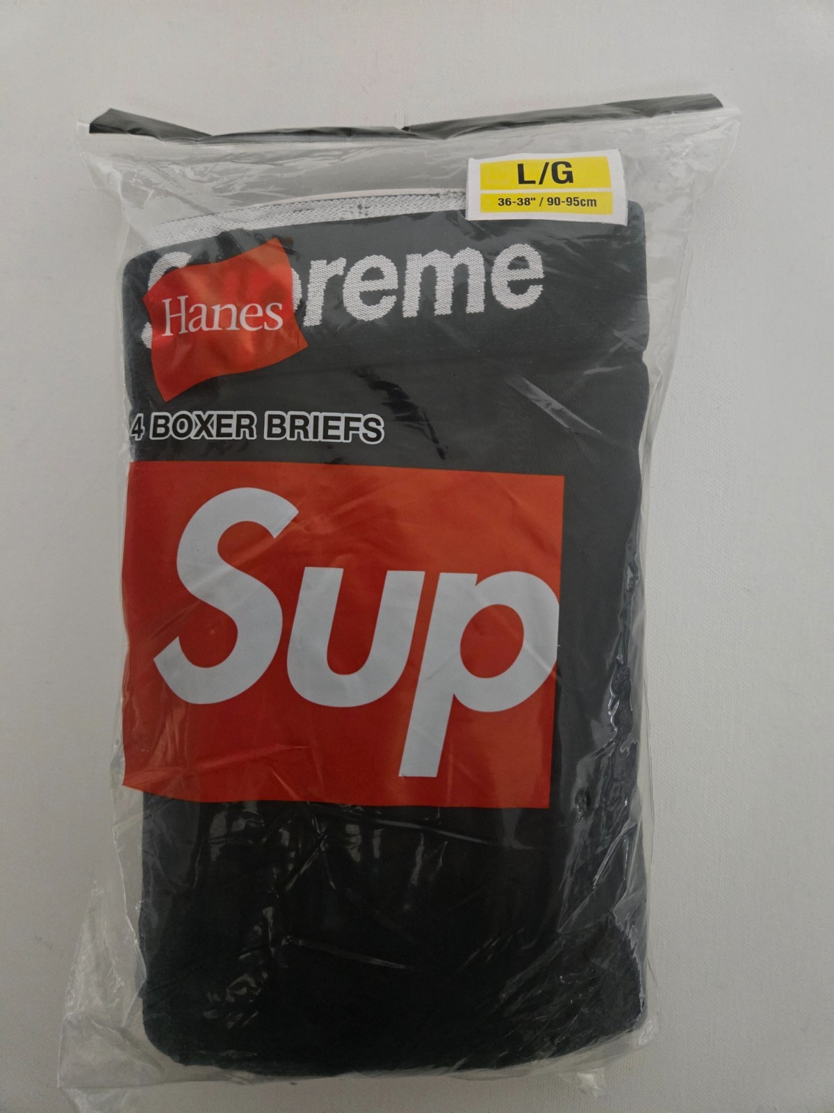 New SUPREME Men’s Hanes Boxer Brief Underwear 4 Pack Black Size Large L