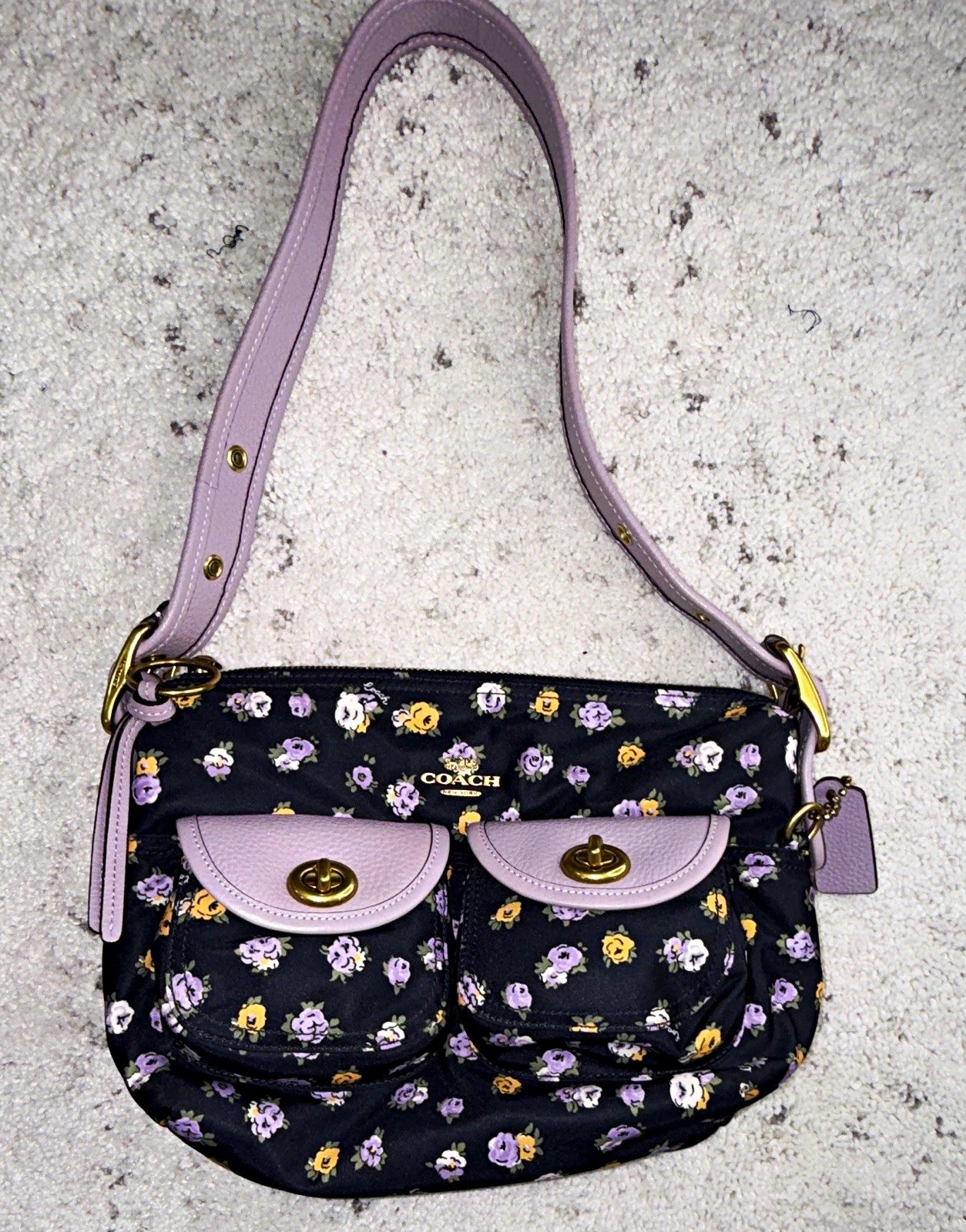 Coach Vintage Rose Print Nylon Cargo Shoulder Bag 23 Style #596