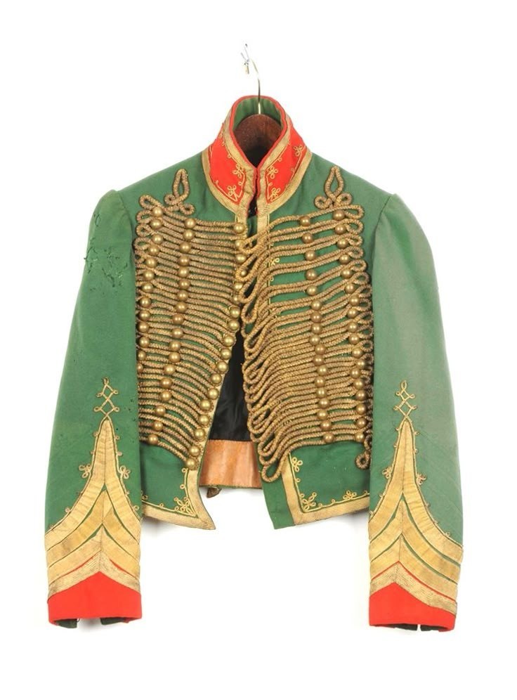 Men’s Green FRENCH Hussar Military Jacket, French green hussar jacket