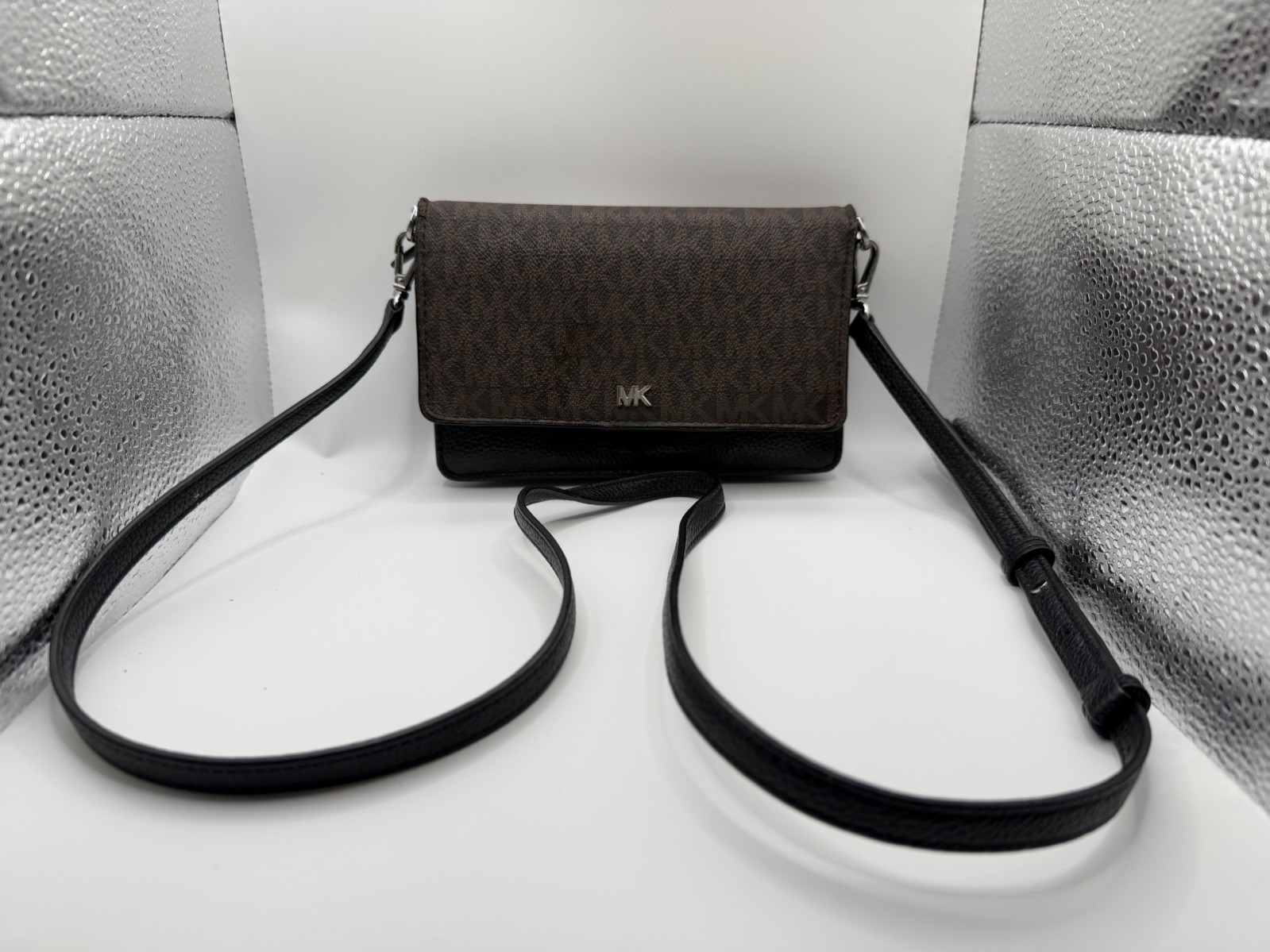 Gently Loved Brown/Tan Michael Kors Wallet Crossbody