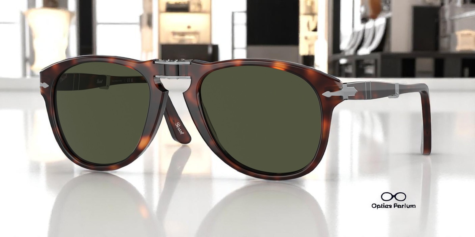 PERSOL PO0714 24 31 Havana Green 54 mm Men\'s Sunglasses