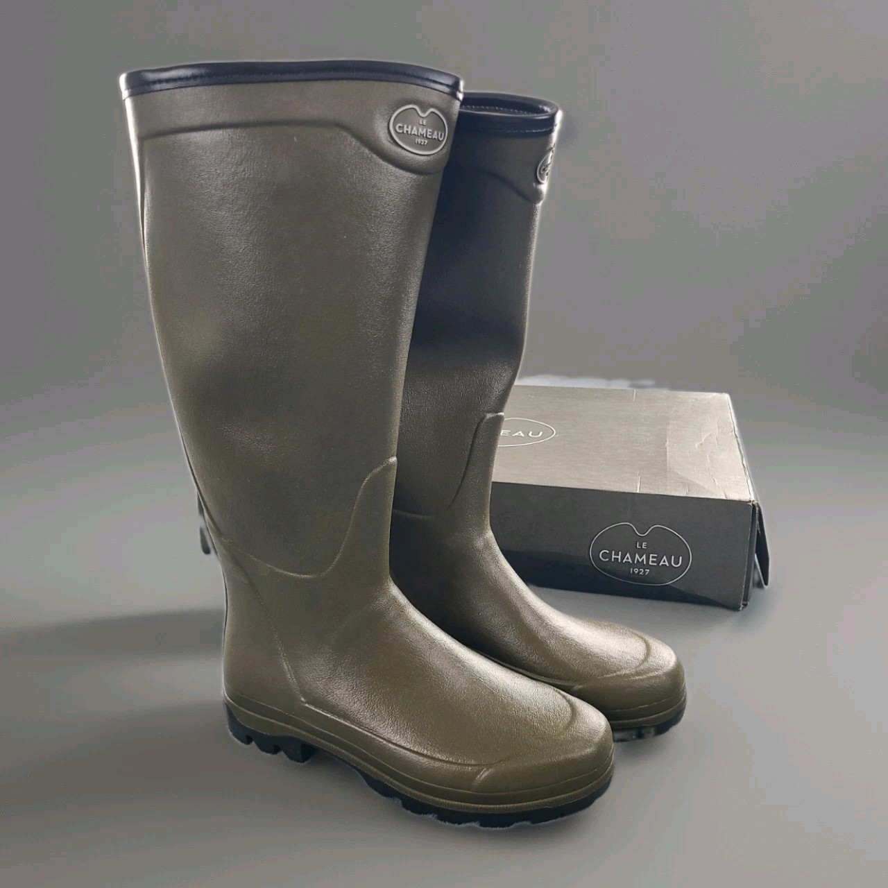 Le Chameau Country Cross Jersey Men US 10 EU 43 Green Rubber Rain Boots Handmade