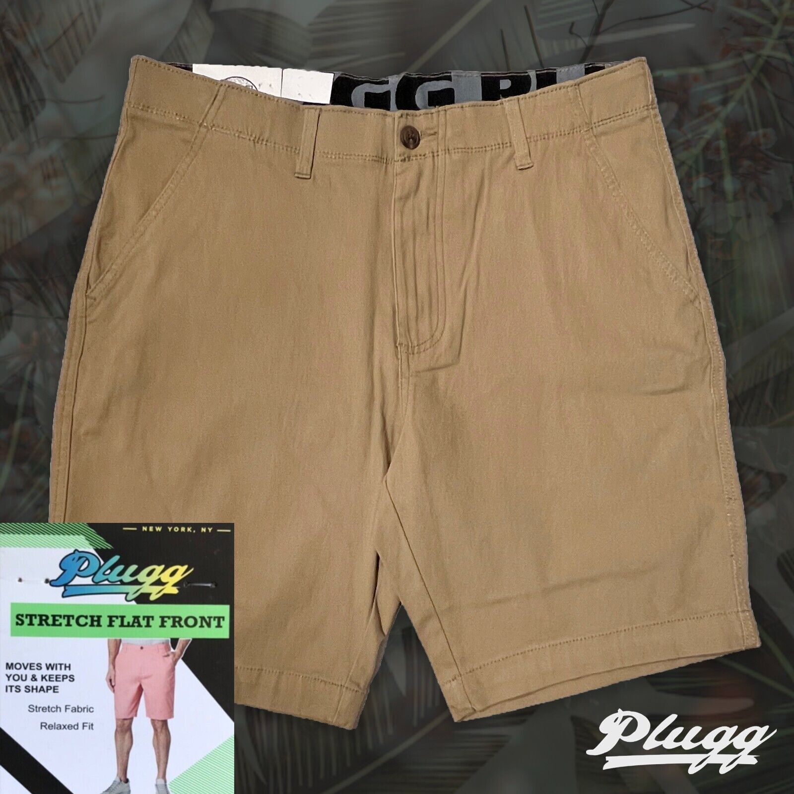 NWT PLUGG CLOTHING Men\'s Shorts Stretch Flat Front Waist BOARDWALK All Sizes