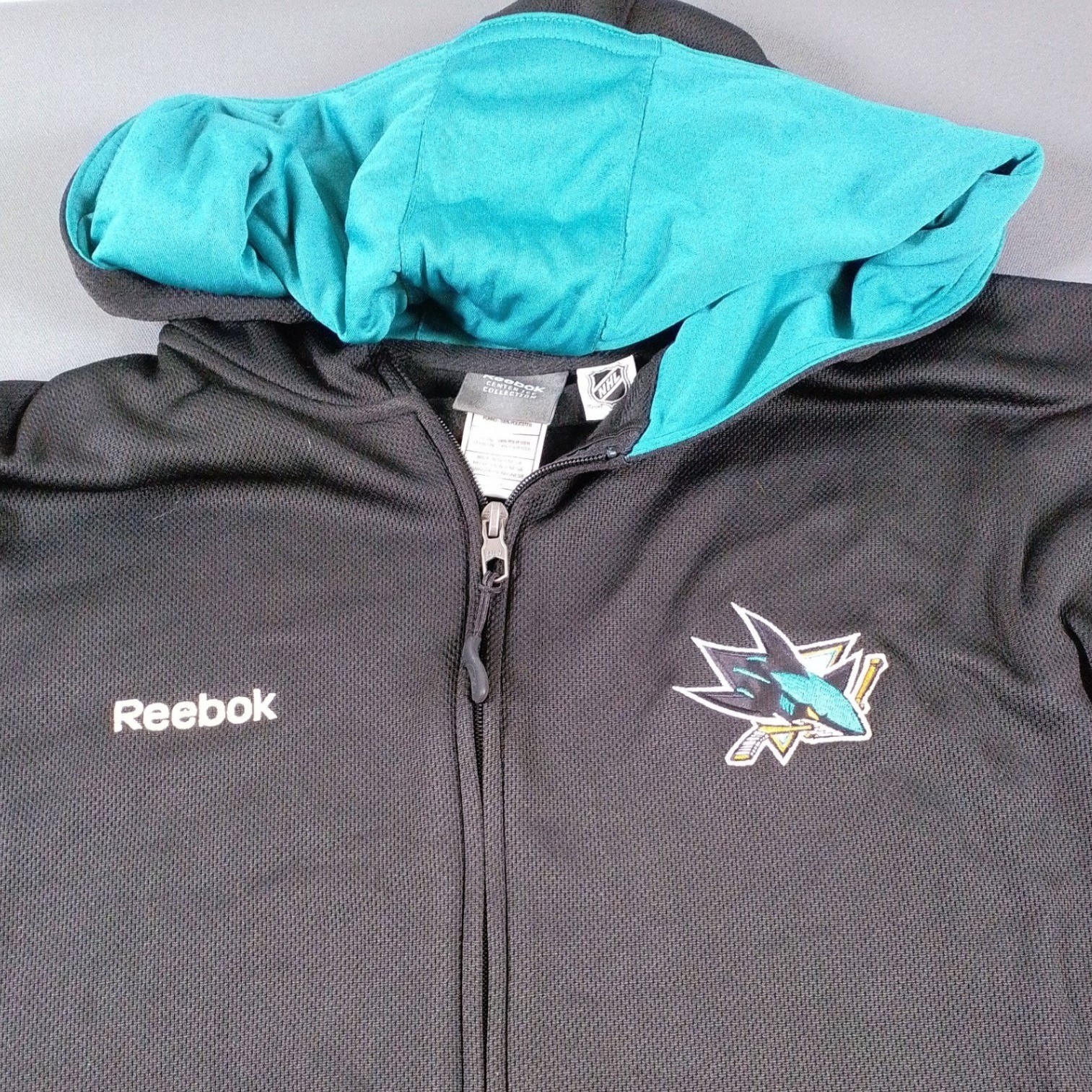 San Jose Sharks Reebok NHL Full Zip Hoodie Large Hockey Sportswear Athletic Gift