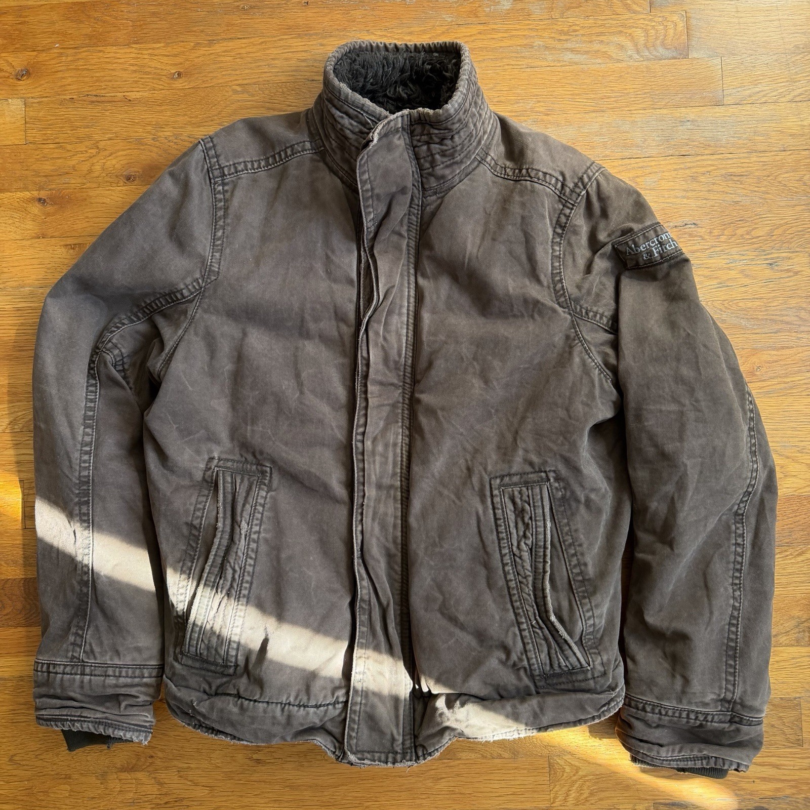 Abercrombie and Fitch Adirondack Jacket L Brown/Mocha Mens Faux Fur Lined Y2K
