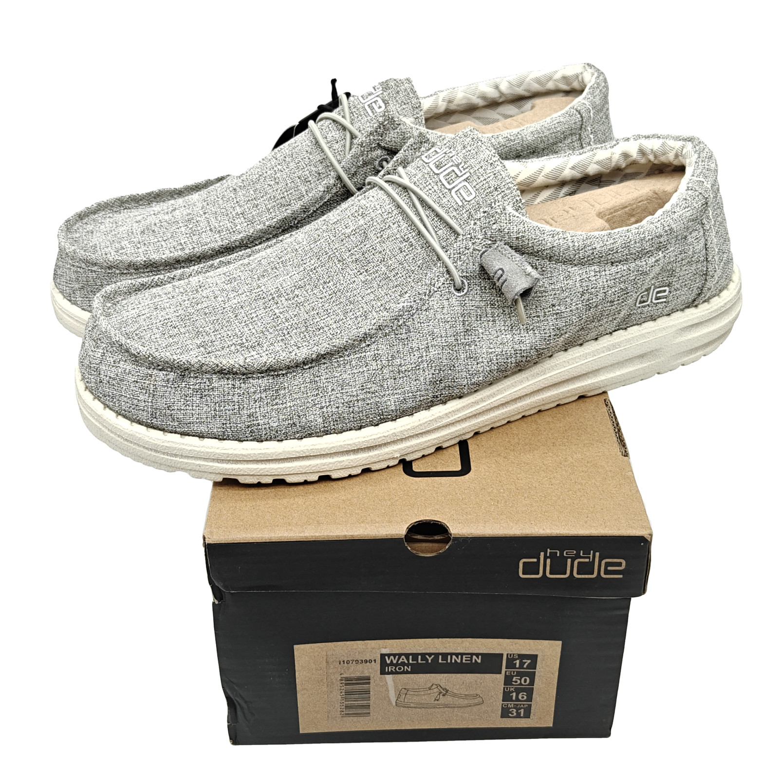 Hey Dude Wally Linen Iron Sneaker Shoe Men\'s Sizes US 12-16