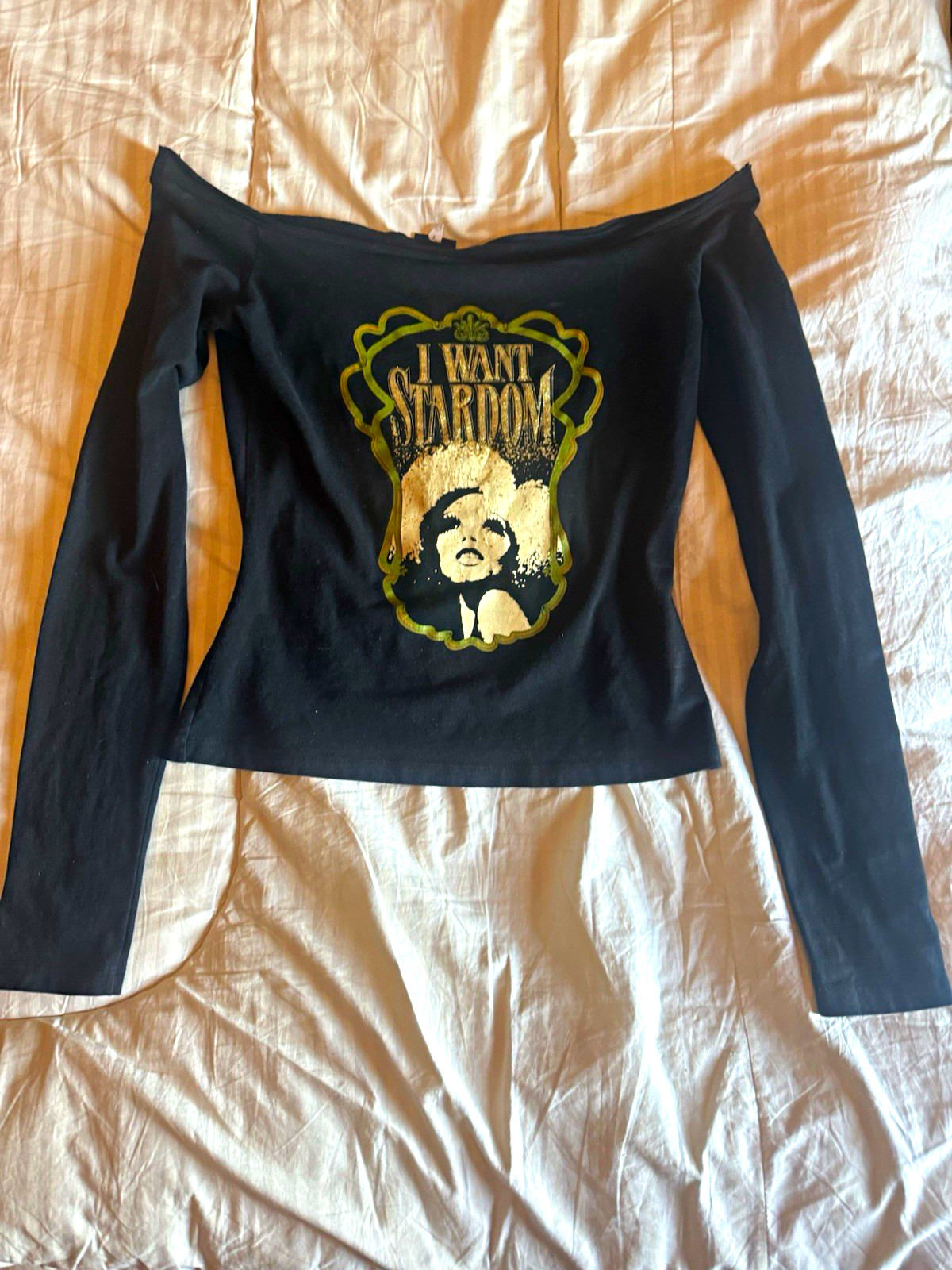 Dolce & Gabbana black/gold graphic boat neck long sleeve knit cotton top M