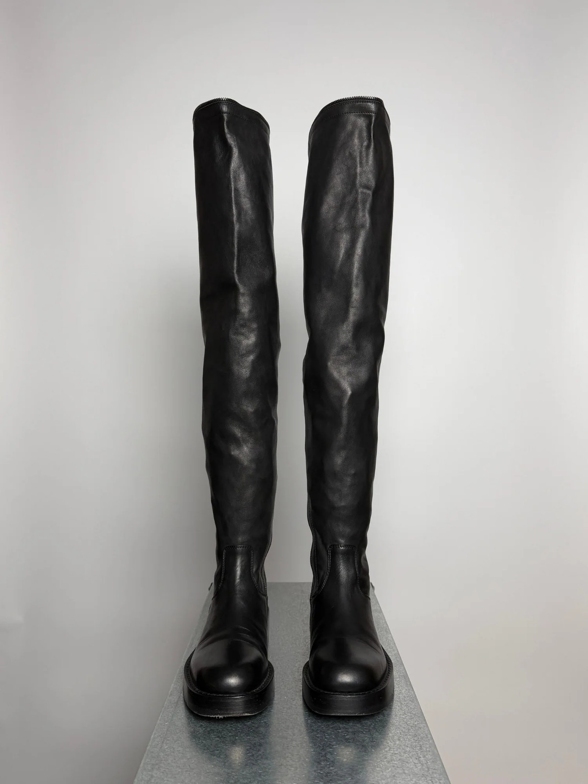 Ann Demeulemeester AW21 Nicky OTK Spiral Leather Boots Black EU 35 / US 5