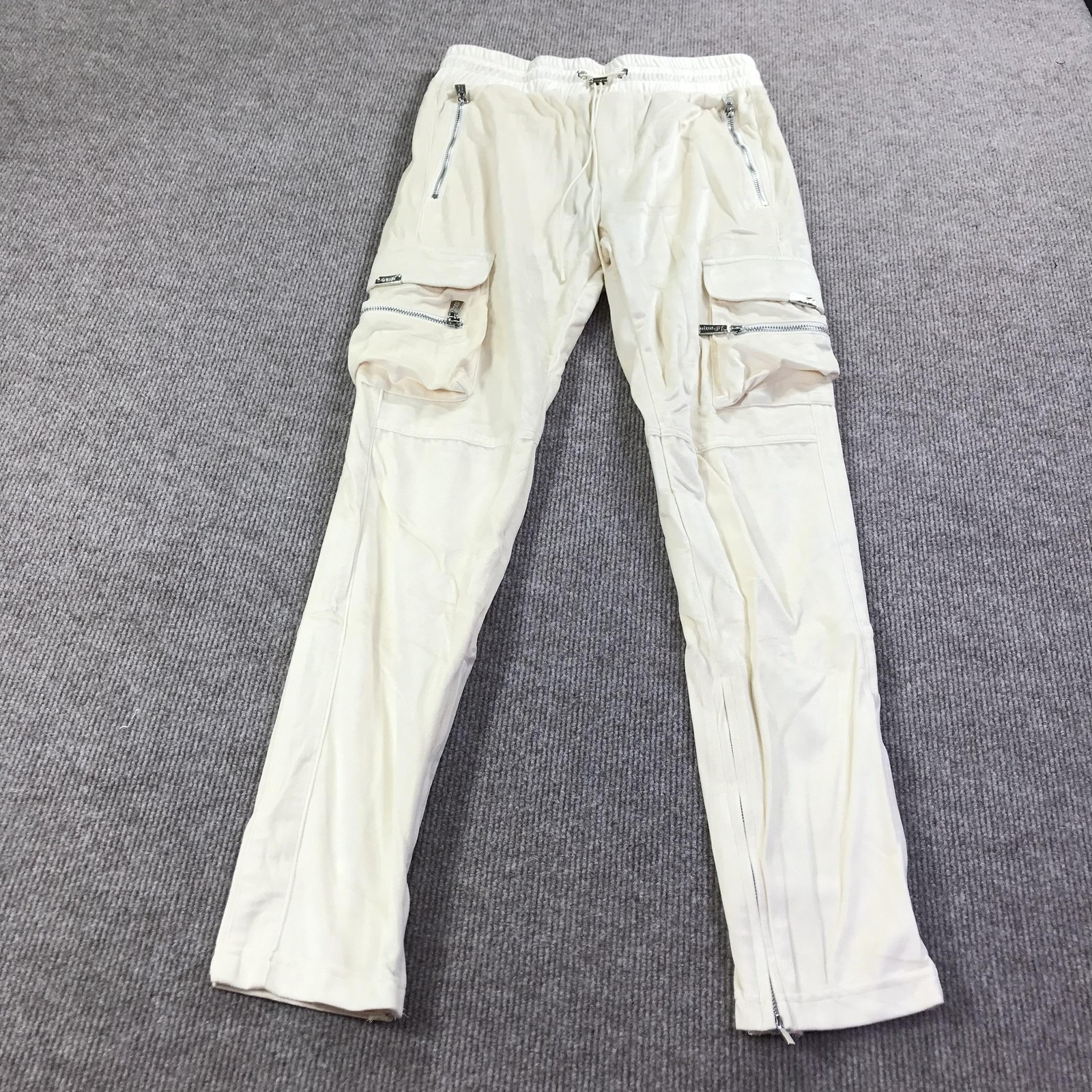 Guapi Pants Mens 34 Ivory Cargo Limited Edition Zip Pocket Drawstring Streetwear